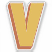 太字3Dタイプフォントのイニシャル、V字モノグラム シール (正面)