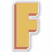 太字3DタイプフォントのイニシャルFモノグラム シール (正面)