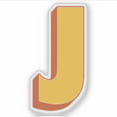 太字3DタイプフォントのイニシャルJモノグラム シール (正面)