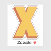 太字3DタイプフォントのイニシャルXモノグラム シール (シート)