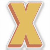 太字3DタイプフォントのイニシャルXモノグラム シール (正面)