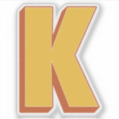 太字3Dタイプフォントイニシャル、Kのモノグラム  シール (正面)