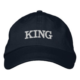 太字KINGで目を引くネイビーの調節可能ハット 刺繍入りキャップ