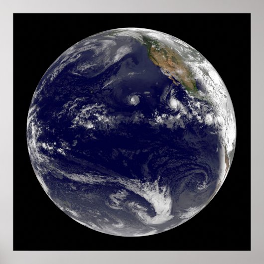 太平洋に3つの熱帯低気圧がある地球。 ポスター (正面)