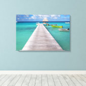 太平洋のキャンバス印刷の桟橋でボート キャンバスプリント (インサイチュ (ウッドフロア))