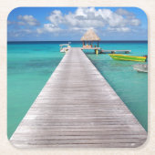 太平洋のコースターの突堤のボート スクエアペーパーコースター (正面)