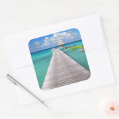 太平洋のステッカーの桟橋でボート スクエアシール (封筒)