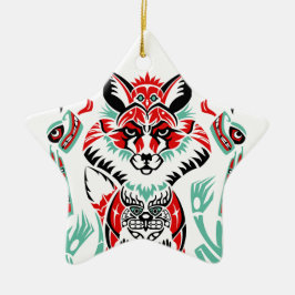 太平洋の北の沿岸原産のアメリカインディアンのキツネ セラミックオーナメント