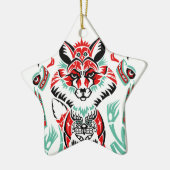 太平洋の北の沿岸原産のアメリカインディアンのキツネ セラミックオーナメント (左)