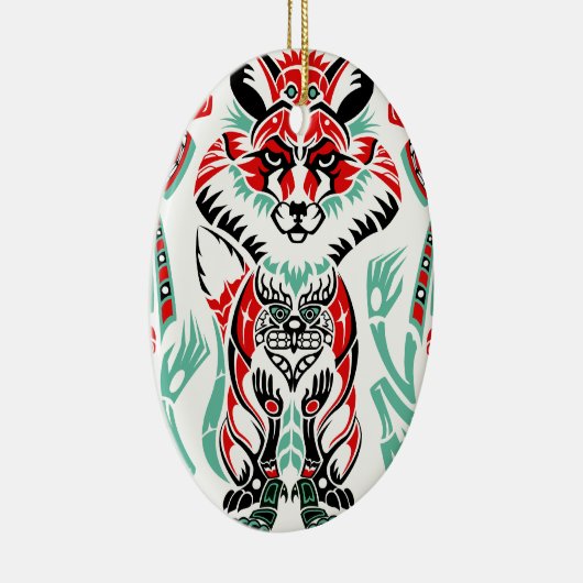 太平洋の北の沿岸原産のアメリカインディアンのキツネ セラミックオーナメント (右)