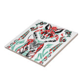 太平洋の北の沿岸原産のアメリカインディアンのキツネ タイル (側面)