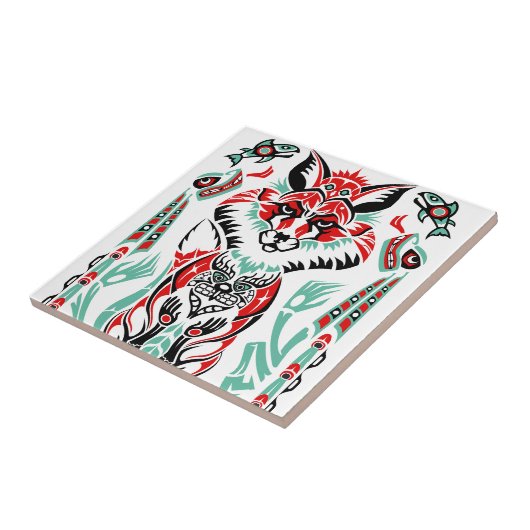 太平洋の北の沿岸原産のアメリカインディアンのキツネ タイル (側面)