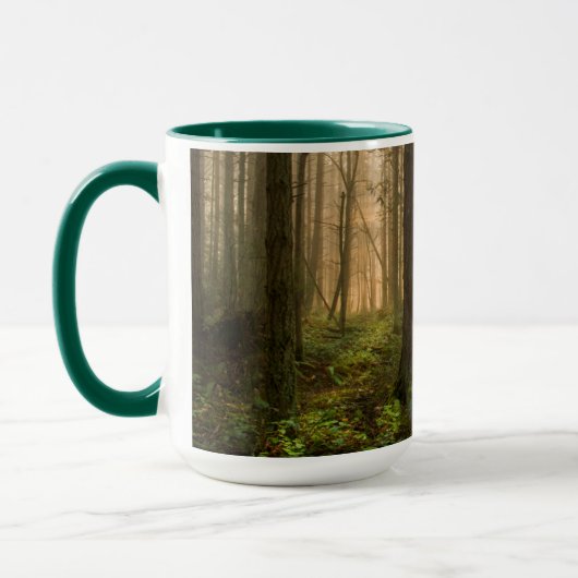 太平洋の北西森林|霧深い朝 マグカップ (左)