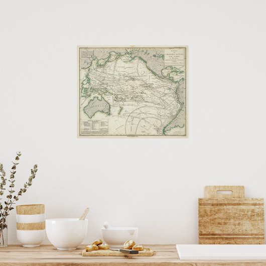 太平洋の地図海 ポスター (キッチン)