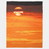 太平洋の夕日 フリースブランケット (正面)