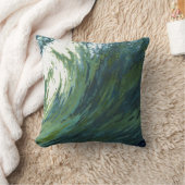 太平洋の波の青、緑及び灰色の生地の枕 クッション (ブランケット)