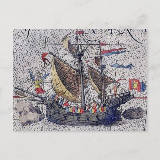 太平洋の背の高い船の地図海 ポストカード (正面)