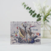 太平洋の背の高い船の地図海 ポストカード (スタンド正面)