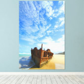 太平洋の難破船40x60 キャンバスプリント (インサイチュ (ウッドフロア))