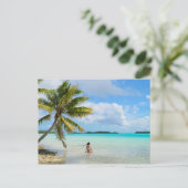太平洋はがきのヤシの木の下の女 ポストカード (スタンド正面)