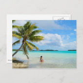 太平洋はがきのヤシの木の下の女 ポストカード (正面/裏面)
