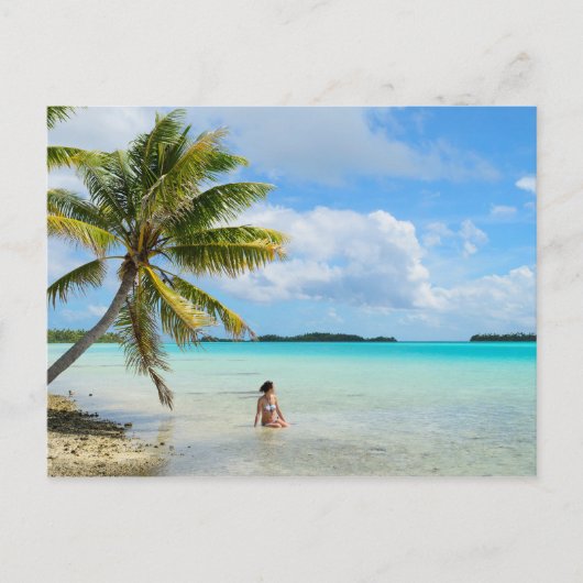 太平洋はがきのヤシの木の下の女 ポストカード (正面)