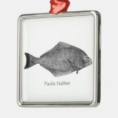 太平洋オヒョウのロゴ メタルオーナメント (左)