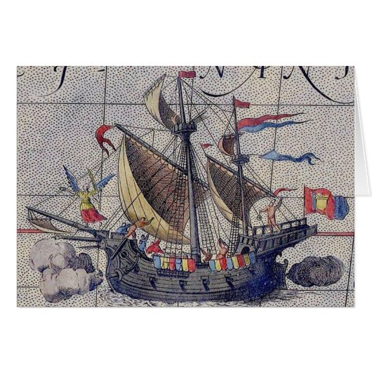 太平洋グリーティングカードの背の高い船の海マップ (正面横)