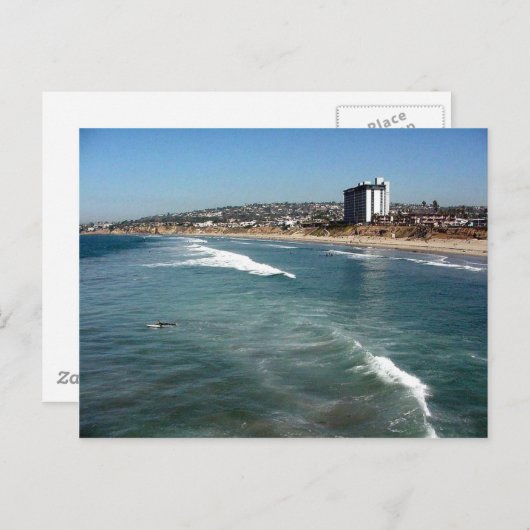 太平洋ビーチウェーブサーファーズサンドサンディエゴ海 ポストカード (正面/裏面)