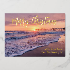 太平洋ビーチ海ピアサンセットサンディエゴ 箔シーズンカード