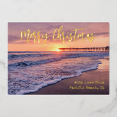 太平洋ビーチ海ピアサンセットサンディエゴ 箔シーズンカード (正面)