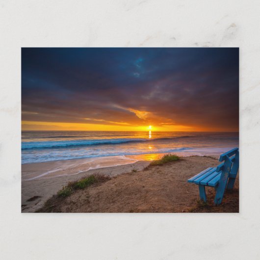 太平洋上空の夕日海 ポストカード (正面)