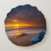 太平洋上空の夕日海 ラウンドクッション (裏面)