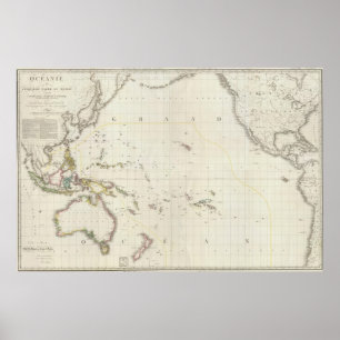 太平洋北アメリカの地図 ポスター