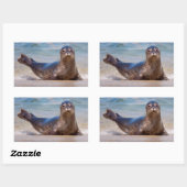 太平洋岸に沿ったビーチ上のシール 長方形シール (シート)