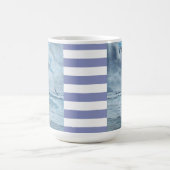 太平洋岸の海景/ビーチ/海象/波/ストライプ コーヒーマグカップ (中央)