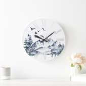 太平洋岸北西部ロッキー山脈と鹿 ラージ壁時計 (ホーム)
