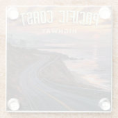 太平洋岸高速道路夕日 ガラスコースター (裏面)