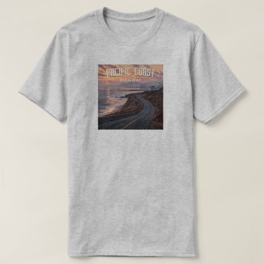 太平洋岸高速道路夕日 Tシャツ (デザイン正面)