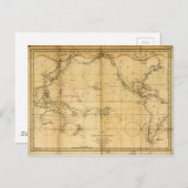 太平洋海の地図（1788年） ポストカード (正面/裏面)