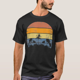 太平洋海ビーチサンパームツリーレトロヴィンテージS Tシャツ