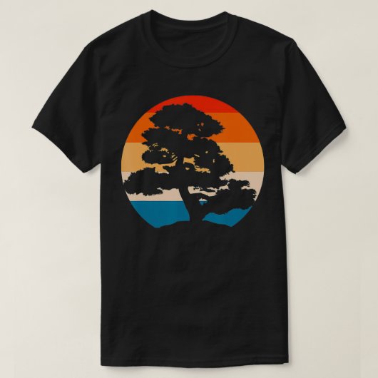 太平洋海ビーチ盆栽ツリーレトロヴィンテージボン Tシャツ (デザイン正面)