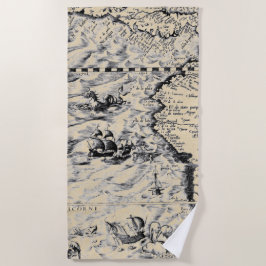 太平洋海世界地図モンスター ビーチタオル