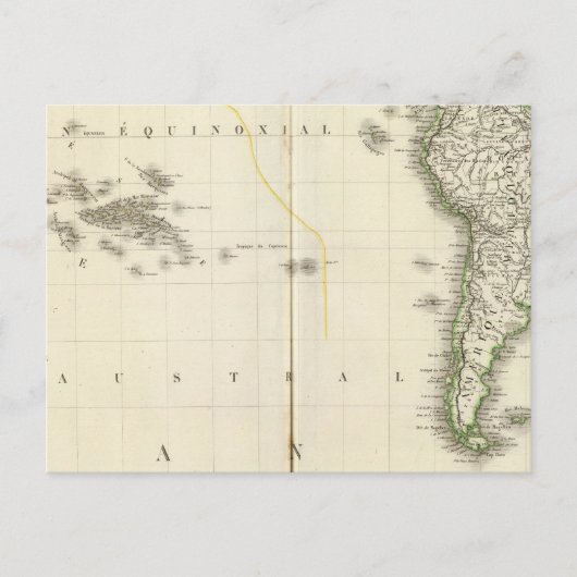 太平洋海地図 ポストカード (正面)