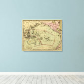 太平洋海手彩色地図 キャンバスプリント (インサイチュ (ウッドフロア))