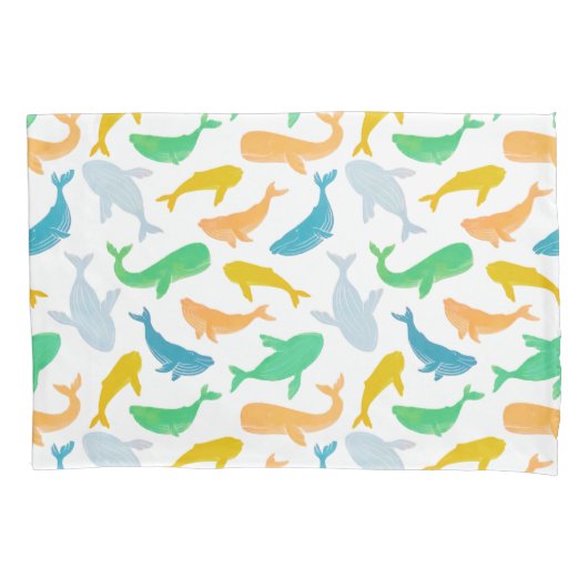 太平洋海航海の鯨水色 枕カバー (正面)