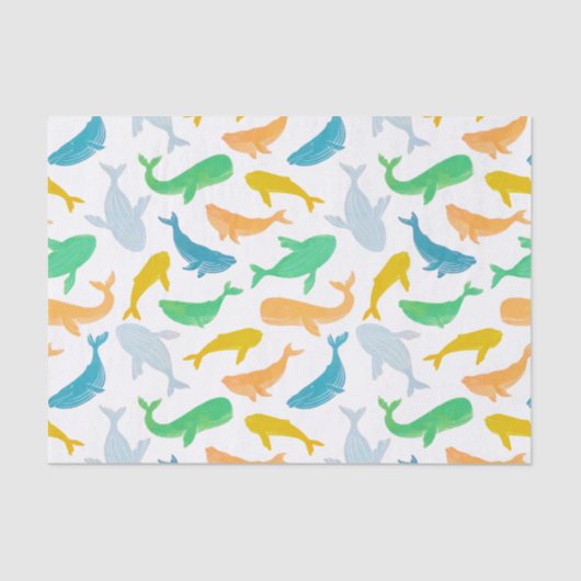 太平洋海航海の鯨水色 薄葉紙 (正面)