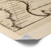 太平洋航海の海の古代地図 ポスター (角)