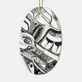 太平洋NWの海岸の原産のトーテムのワタリガラスおよびカモメ セラミックオーナメント (左)