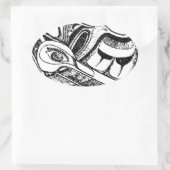 太平洋NWコースト先住民トーテムレイヴンとシーガル 楕円形シール (バッグ)